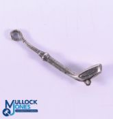 Early 20thc Small Silver Golf Club Button Hook - silver hallmarked Birmingham - with a small