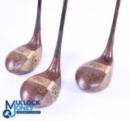 A Matching Set of J.H Taylor Signature Cynosure Socket Head Woods (3) fitted with early Apollo