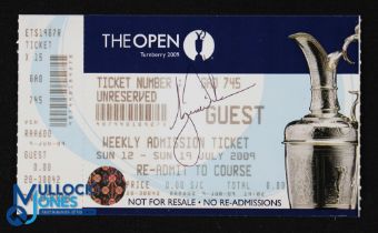 Rare Tiger Woods 2009 Turnberry Open Golf Championship Signed Guest Weekly Entrance Ticket -