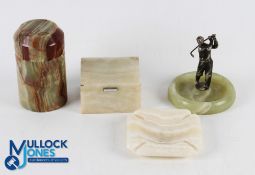 Interesting Collection of Golfing Related Onyx/Marble Ware Prizes and Other Smoking Related Items (