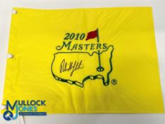 Phil Mickelson 2010 Masters Golf Champion Signed Pin Flag - official souvenir embroidered pin flag