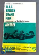 1962 Motor Sport F1 British Grand Prix Aintree - Tommy Sopwith Signed Programme, comes with 2