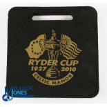 2010 Ryder Cup Celtic Manor Spectator Ground Cushion - black and gold finish c/w course plan on