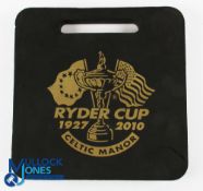 2010 Ryder Cup Celtic Manor Spectator Ground Cushion - black and gold finish c/w course plan on