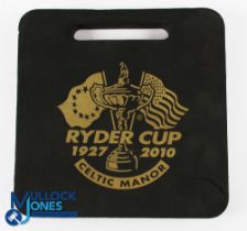 2010 Ryder Cup Celtic Manor Spectator Ground Cushion - black and gold finish c/w course plan on