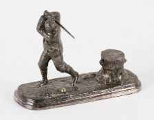 Original Vic. Golfers Desk Inkwell - featuring a Vic golfer at the top of his swing together with