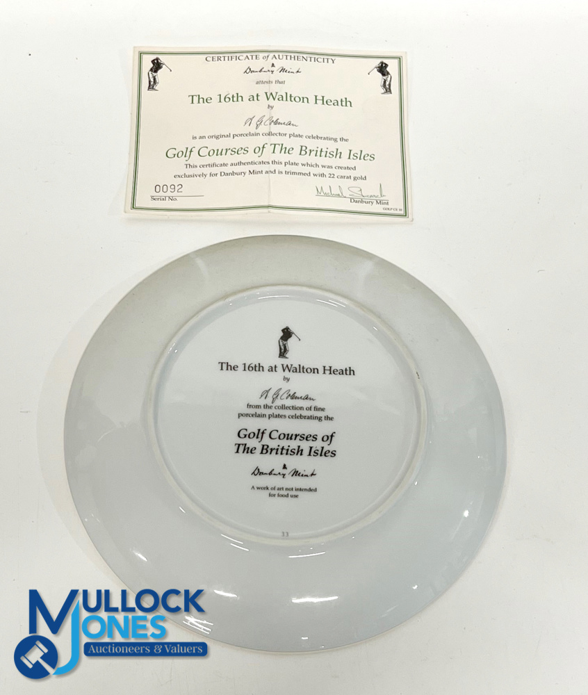 Danbury Mint - "Golf Courses of The British Isles" Porcelain Plate - "The 16th at Walton Heath" - - Image 2 of 2