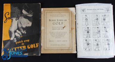 Bobby Jones on Golf 1931 enlarged edition - with wear missing rear cover, plus Sam Sneads Quick