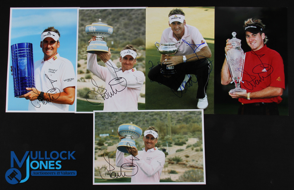 Ian Poulter Signed Winners Golf Press Photographs (5) to incl Volvo World Match Play Championship,