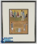 1920s Ladies Golf French Fashion Hand coloured Print - titled "Golf et Tennis" image 12" x 9" - mf&g