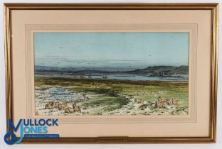 Henry Sandacock RA (b.1833-d.1914) - original watercolour showing Sheep on The Links at Westward Ho!