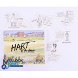 John Hart signed Golfing Book and Sketches (6) to incl ltd ed "Hart of The Green - Humour for Real