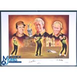 Joe Austen The Big Three ltd ed Giclee Print, images and signature of 2 players Gary Player Arnold