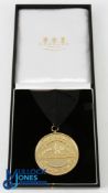 Johnnie Walker Golf Tour Course Record Award Gilt Medal - largen gilt medal c/w black ribbon c1991
