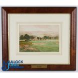 L Warden (b.1880-d.1940) signed golfing watercolour dated 1930 described "Dog Leg - with players