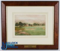 L Warden (b.1880-d.1940) signed golfing watercolour dated 1930 described "Dog Leg - with players