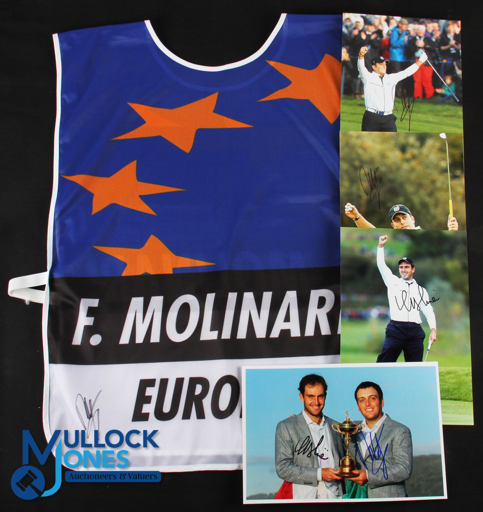 Francesco & Eduardo Molinari 2010 Ryder Cup European Team Players Signed Caddie's Bib and