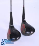 2x Matching Ben Hogan Left Hand Golf Woods - No1 and No.3 both with red face inserts, alloy sole