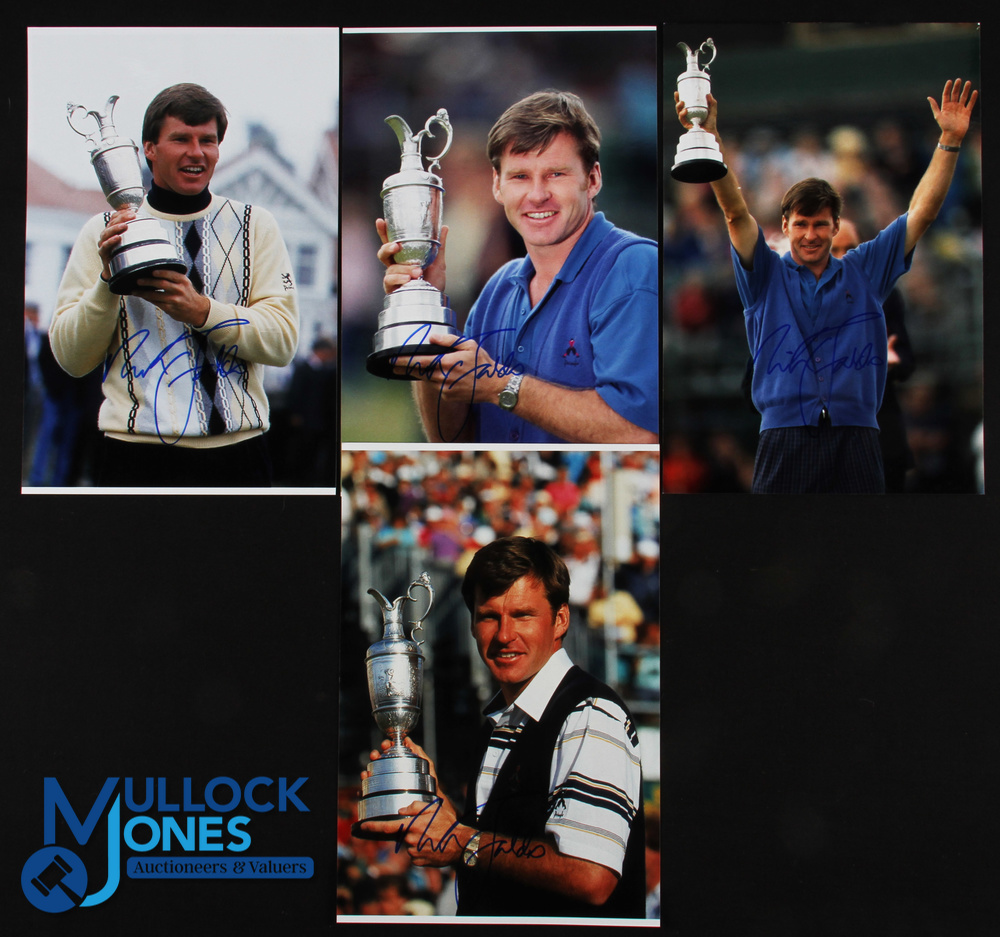 Nick Faldo 3x Open Golf Champion Collection of Signed Open Winners Golf Press Photographs (4) - each