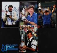 Nick Faldo 3x Open Golf Champion Collection of Signed Open Winners Golf Press Photographs (4) - each