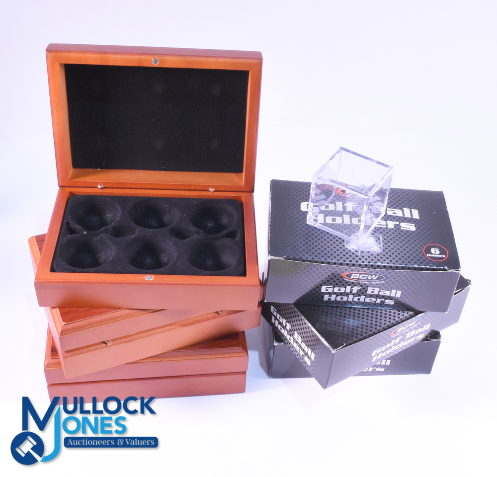 Golf Ball Display Cases and Holders - featuring 3x wooden cases with internal room for 6x golf