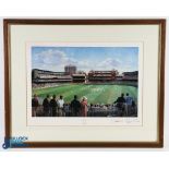 Dennis Signed Lord Cricket Print by Alan Fearnley, with a good pencil signature, well framed and