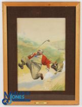 Crombie, Charles (b.1885-d.1967) - original golfing comic watercolour titled "Ecdemiomania' with