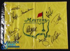 Augusta National Masters Embroidered Pin Flag signed by 10x Past Champions - to incl Bernhard