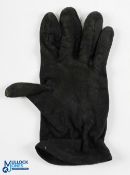 Interesting and Early Lady's Black Vintage Golf Glove - elastic wrist, signs of wear, and minor