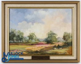 Douglas V Baldwin original signed Walton Heath Golf Course scene oil on canvas titled 'Across Walton