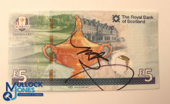 Autograph - Jordan Speith Signed Royal Bank of Scotland £5 Banknote - depicting Ryder Cup Gleneagles
