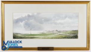 Original water colour "Perfection - 14th Hole West Links North Berwick" signed Bowie to lower