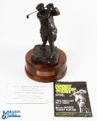 Scarce Harry Vardon Large Presentation Bronze Golfing Figure by Renowned Sculptor Maureen Ratel (
