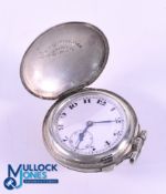 Early 20thc Swiss Made Square Mesh Golf Ball Pocket Watch - with hinged mesh front and back