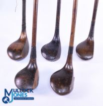 5x Various Socket Head Woods to incl 3x brassies, a spoon and driver - four with stamp marks to