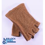 Period Brown Knitted and Leather Golf Glove - fingerless c/w elastic wrist - possibly lady's glove