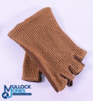 Period Brown Knitted and Leather Golf Glove - fingerless c/w elastic wrist - possibly lady's glove