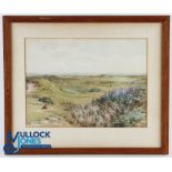 Hugh Percy Heard RA (1866-1940) original watercolour Royal North Devon Golf Course c1890 with player