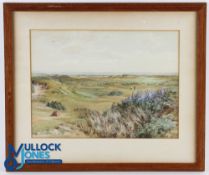 Hugh Percy Heard RA (1866-1940) original watercolour Royal North Devon Golf Course c1890 with player
