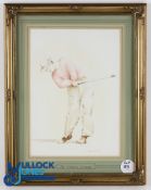 Sam Snead 1946 Open Golf Champion Water Colour - signed by the artist Stephen John Irish - titled "