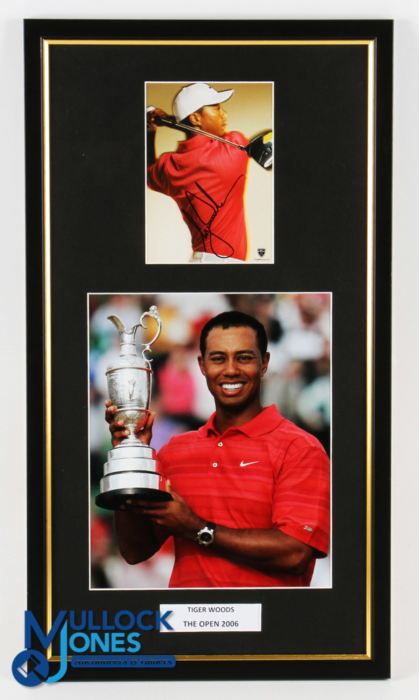 Tiger Woods 2006 Royal Liverpool Open Golf Champion Signed Photograph Display - including large