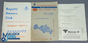 1963-1965 Bugatti Owners Club Open Speed Hill Climb programmes: 2 programmes from 1963 and 1965