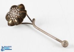 Golf Related Silver Plate Preserve Spoon fitted with Golf Club and Gutty Golf Ball Handle overall