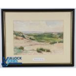 Original Watercolour titled "Westward! Golf Links" unattributable - image 9" x 13" mf&g 15x 19"