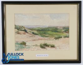 Original Watercolour titled "Westward! Golf Links" unattributable - image 9" x 13" mf&g 15x 19"