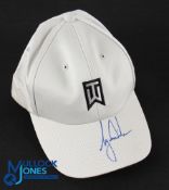 Tiger Woods "TW" Embroidered Signed White Nike Golf Cap- signed to the peak c/w the Tiger Woods