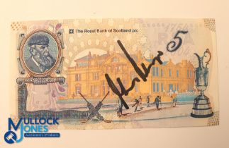 Autograph - Gary Player Signed Royal Bank of Scotland £5 Banknote - depicting Old Tom Morris, signed
