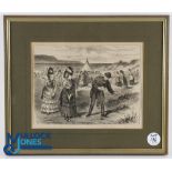 Early Westward Ho! Ladies Golf Club original lithograph late 19thc - depicting a lady's golf