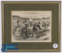 Early Westward Ho! Ladies Golf Club original lithograph late 19thc - depicting a lady's golf