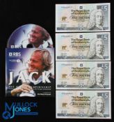 Collection of Jack Nicklaus Royal Bank of Scotland £5 bank notes and RBS Official DVD (5) - issued